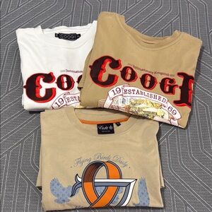 Vintage Coogi and Eight 732 Tan and White Graphic Tees